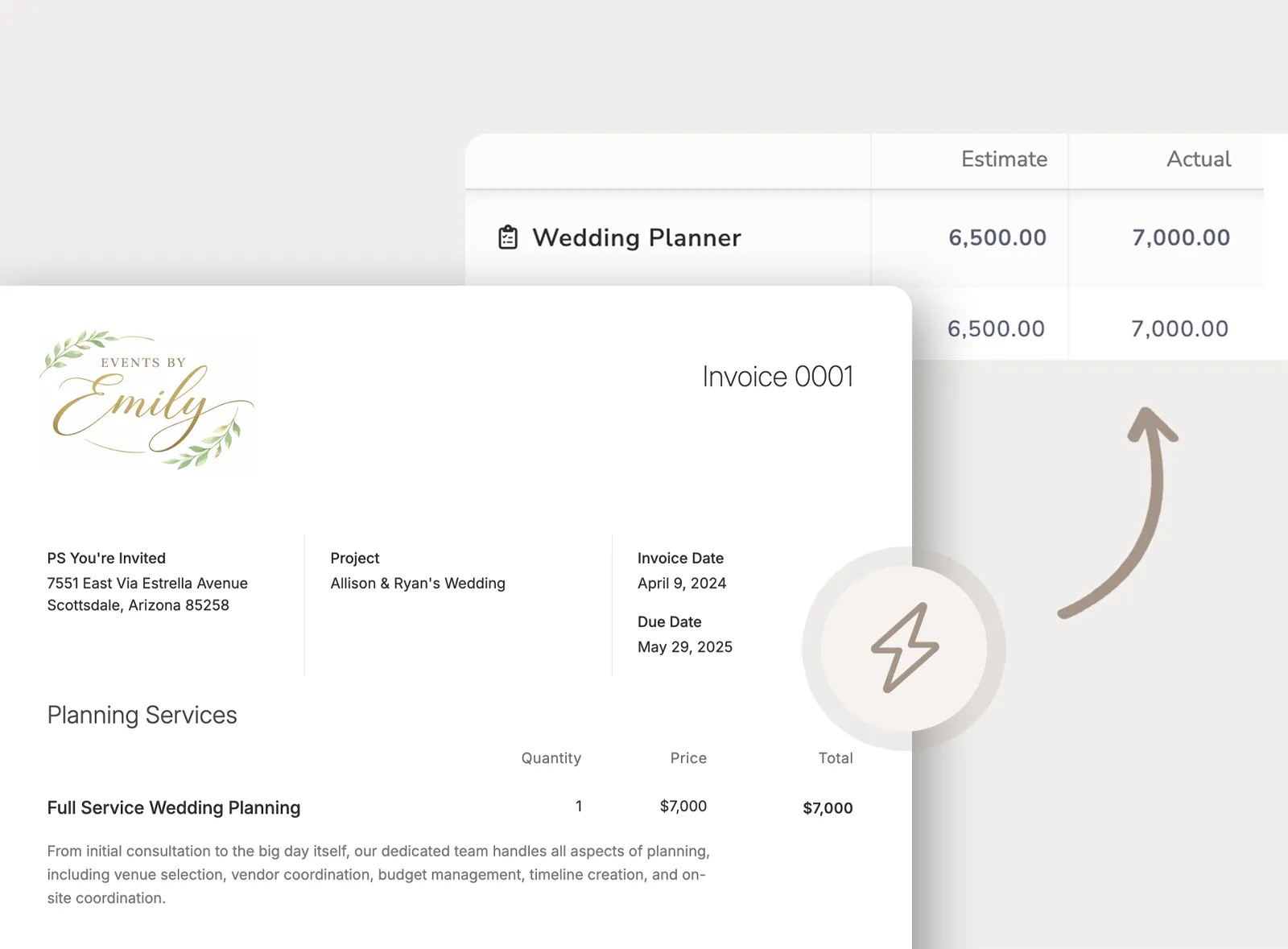 Include your own Planpage invoice in the budget