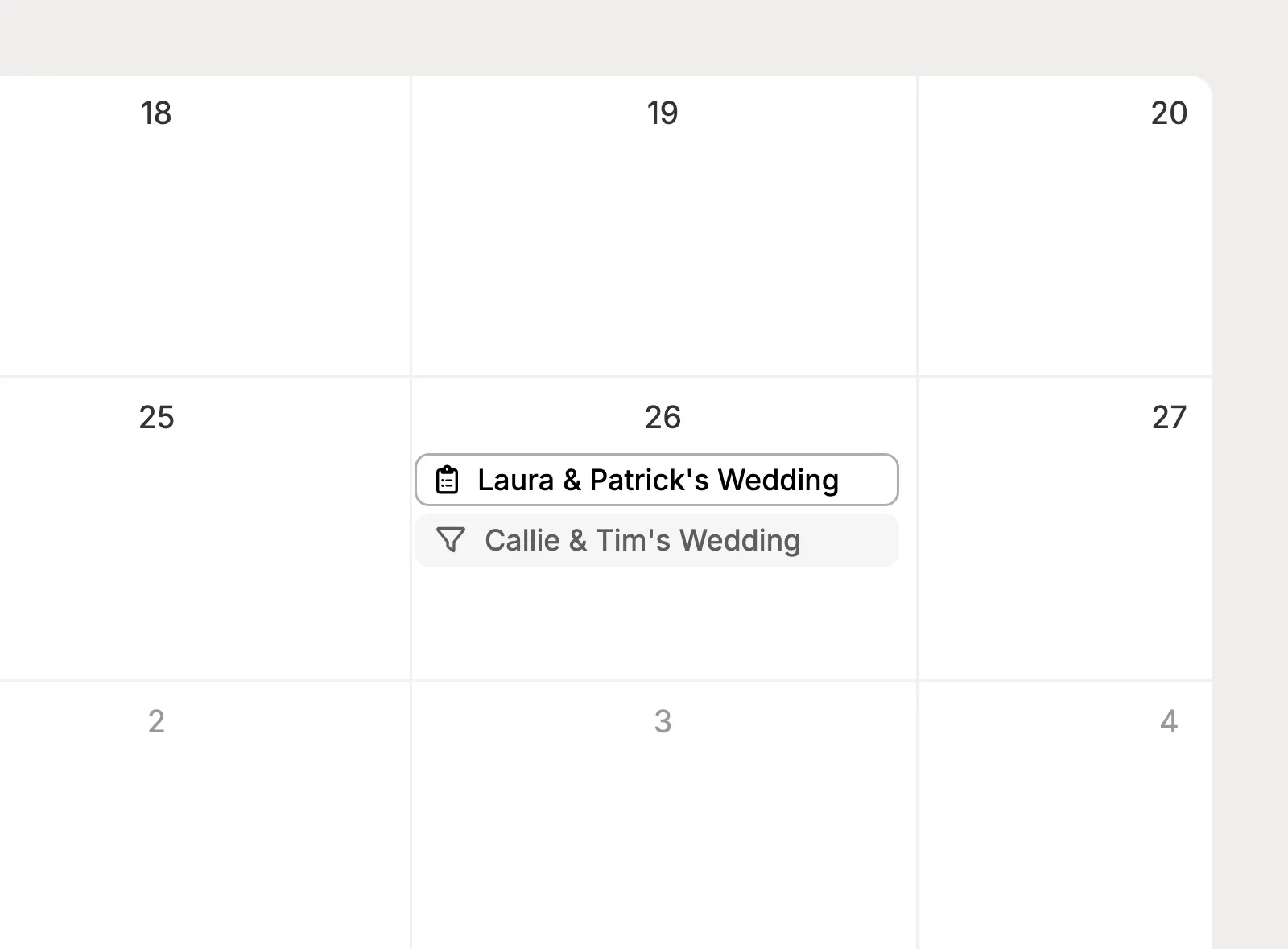 Show lead event dates