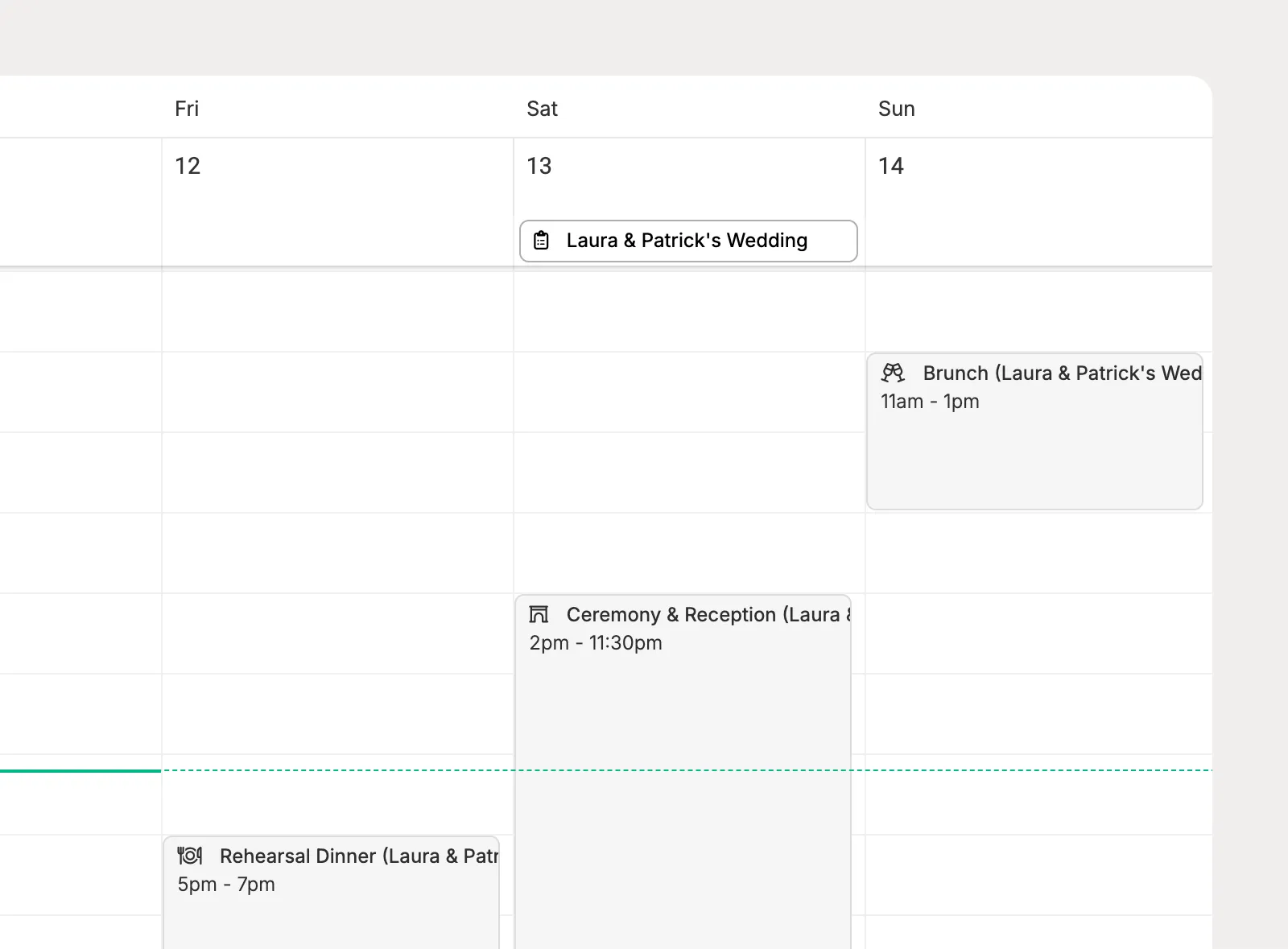 Show project and event dates