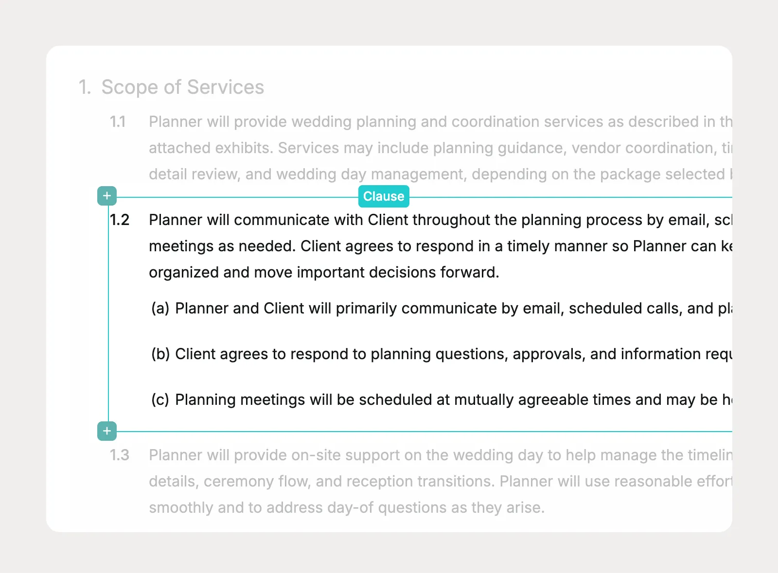 Auto-format contract sections
