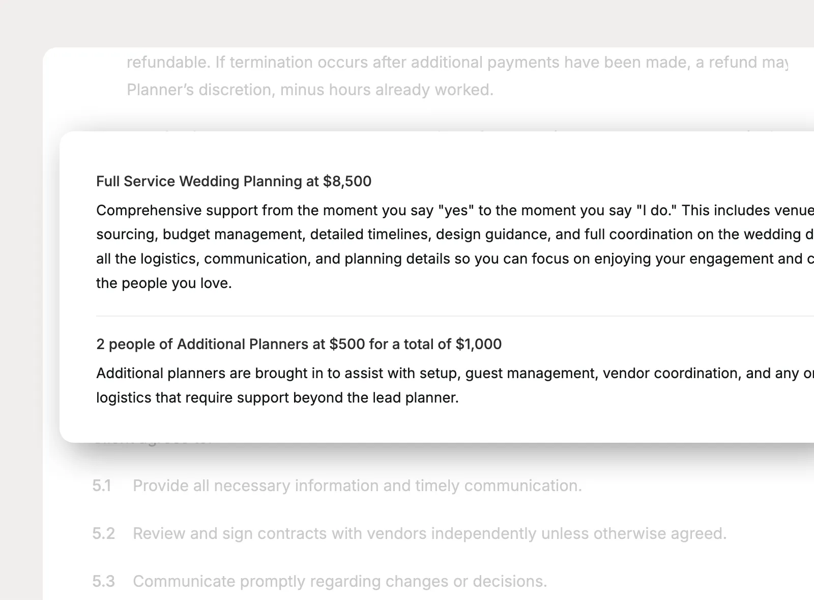Add a services summary block
