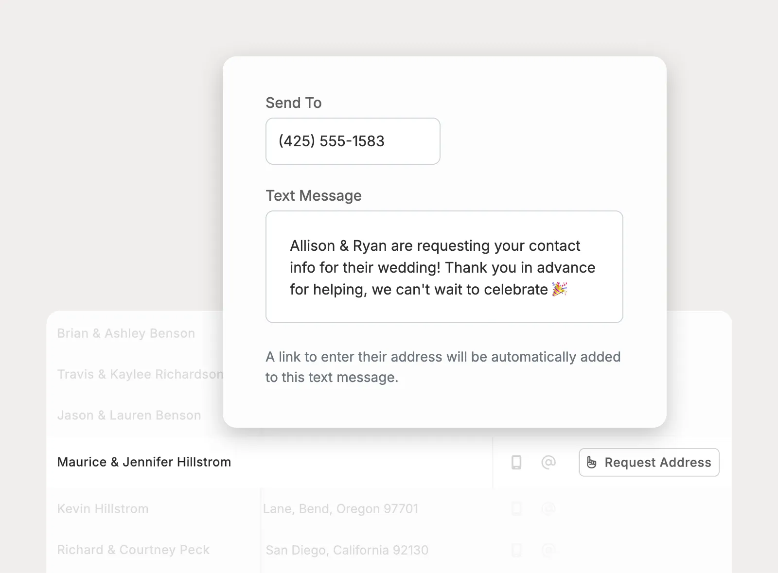 Collect missing addresses by email or text