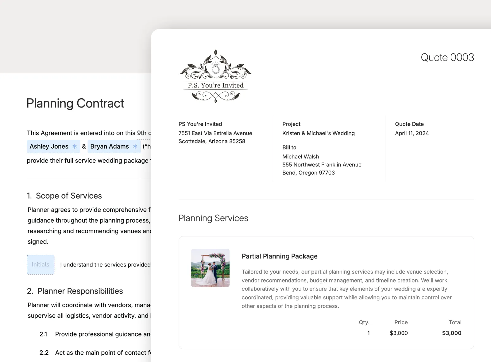 Send quotes, proposals, contracts, and invoices