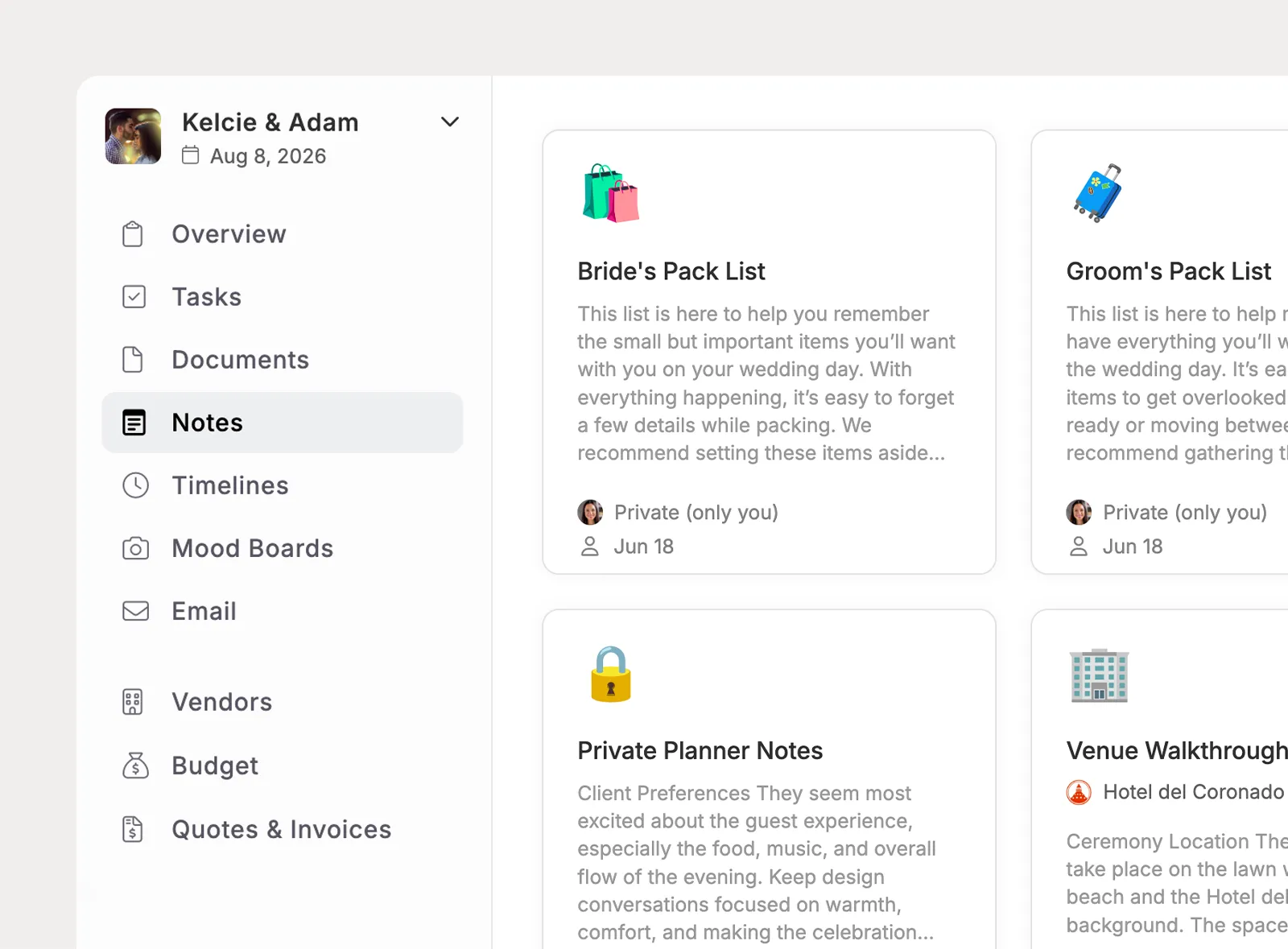 Create notes for every lead and project
