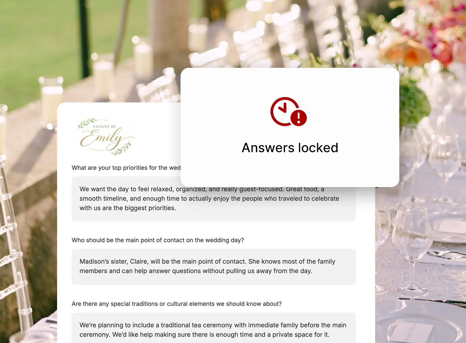 Set a questionnaire lock date