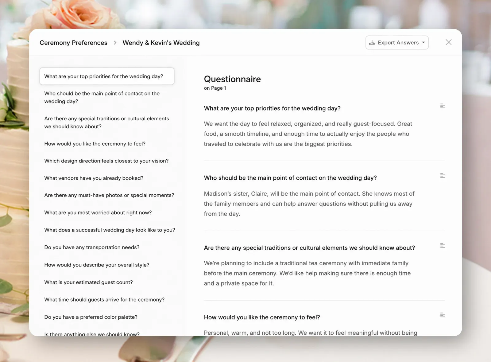 Review and export answers