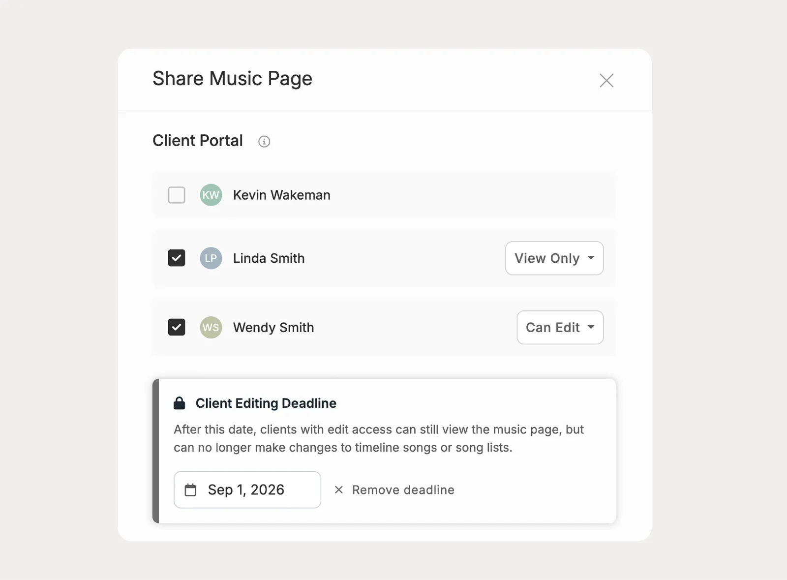 Let clients help complete song choices